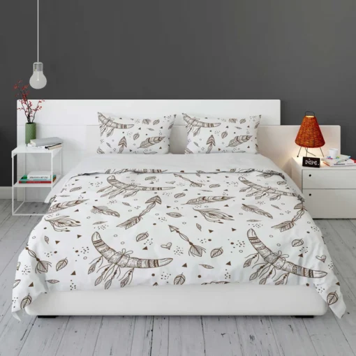 Engraving Hand Drawn Boho Pattern Design Bedding Set 2