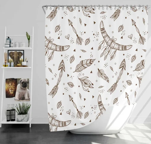 Engraving Hand Drawn Boho Pattern Design Shower Curtain