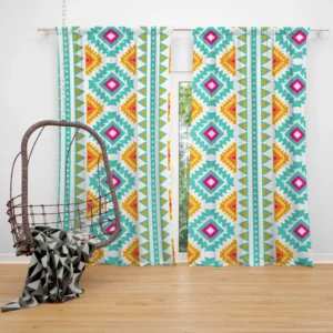 Ethnic Abstract Ikat Art Curtain