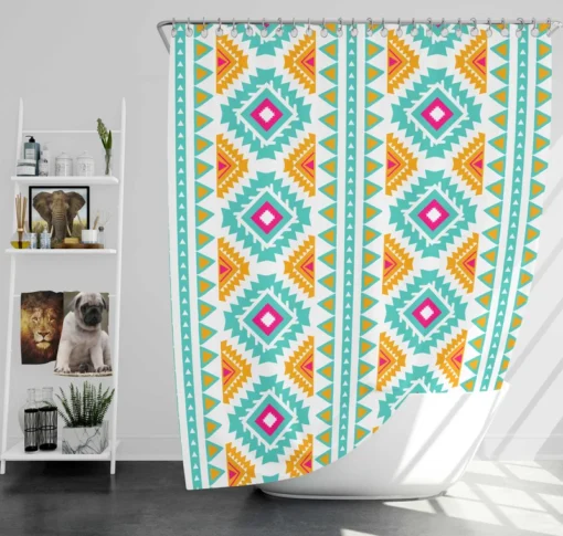 Ethnic Abstract Ikat Art Shower Curtain