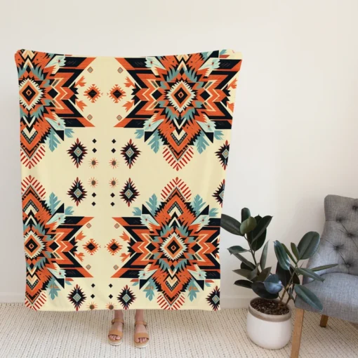 Ethnic Abstract Tribal Design Fleece Blanket