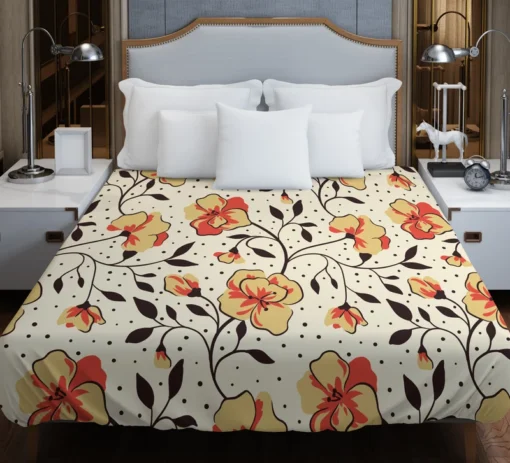 Ethnic Art Blossom Floral Pattern Duvet Cover