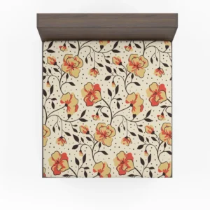 Ethnic Art Blossom Floral Pattern Fitted Sheet