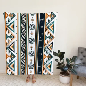 Ethnic Batik Ornamental Design Fleece Blanket