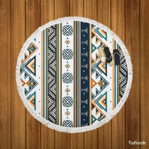 Ethnic Batik Ornamental Design Round Beach Towel