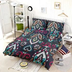 Ethnic Bohemian Attractive Black Pattern Bedding Set