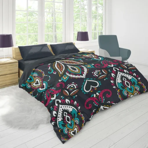 Ethnic Bohemian Attractive Black Pattern Duvet Cover 1