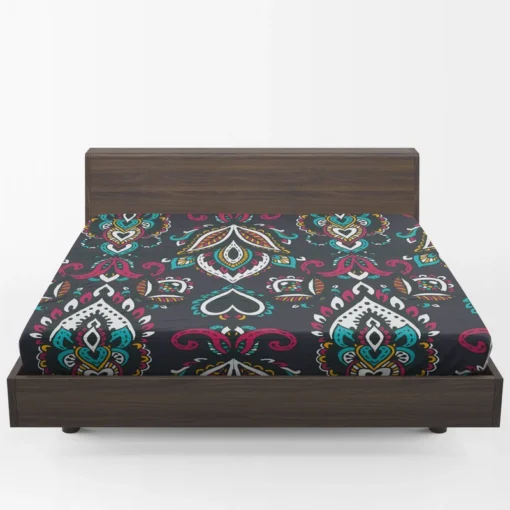 Ethnic Bohemian Attractive Black Pattern Fitted Sheet 1