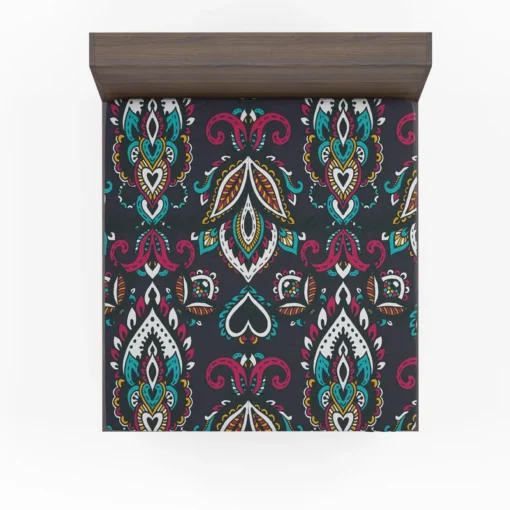 Ethnic Bohemian Attractive Black Pattern Fitted Sheet