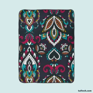 Ethnic Bohemian Attractive Black Pattern Fleece Blanket 1