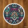 Ethnic Bohemian Attractive Black Pattern Round Beach Towel