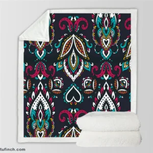 Ethnic Bohemian Attractive Black Pattern Sherpa Fleece Blanket