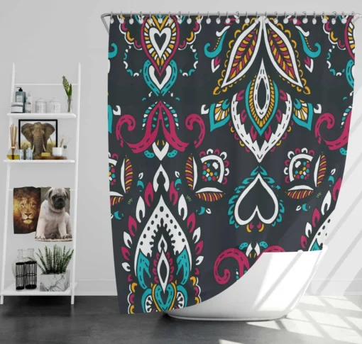 Ethnic Bohemian Attractive Black Pattern Shower Curtain