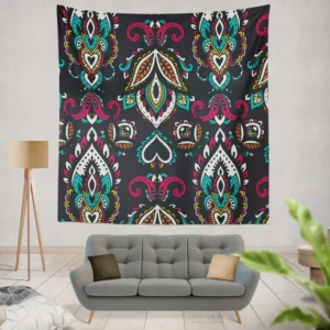 Ethnic Bohemian Attractive Black Pattern Wall Tapestry