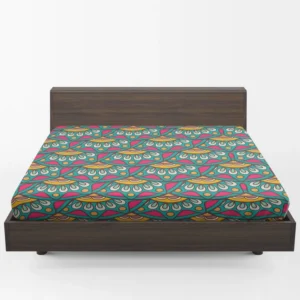 Ethnic Doodle Design In Retro Colors Fitted Sheet 1