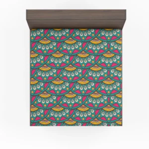 Ethnic Doodle Design In Retro Colors Fitted Sheet