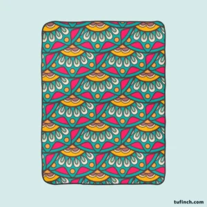 Ethnic Doodle Design In Retro Colors Fleece Blanket 1