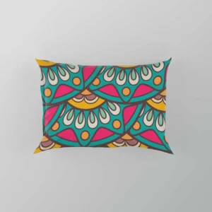 Ethnic Doodle Design In Retro Colors Pillow Case