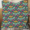 Ethnic Doodle Design In Retro Colors Quilt Blanket