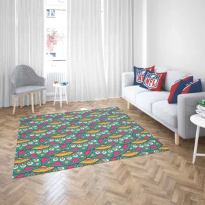 Ethnic Doodle Design In Retro Colors Rug 2