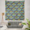 Ethnic Doodle Design In Retro Colors Wall Tapestry