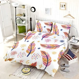 Ethnic Feather Boho Pattern Bedding Set