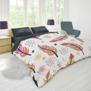 Ethnic Feather Boho Pattern Duvet Cover 1