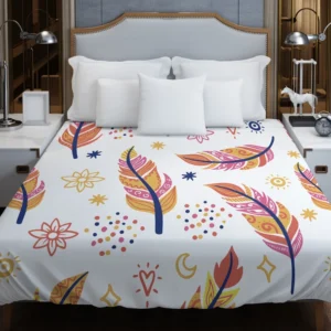 Ethnic Feather Boho Pattern Duvet Cover