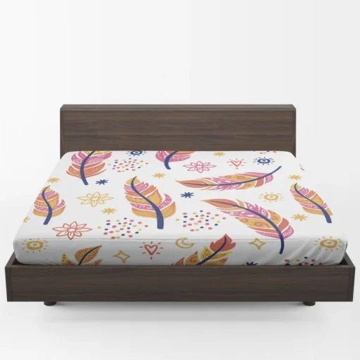 Ethnic Feather Boho Pattern Fitted Sheet 1