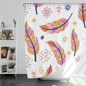 Ethnic Feather Boho Pattern Shower Curtain