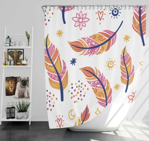 Ethnic Feather Boho Pattern Shower Curtain