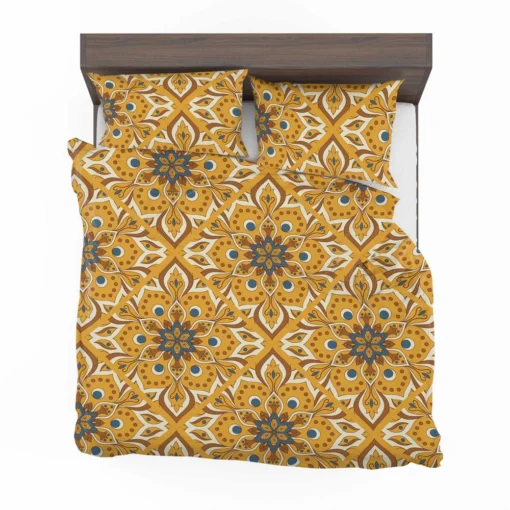 Ethnic Floral Design Bee Yellow Color Bedding Set 2