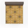 Ethnic Floral Design Bee Yellow Color Fitted Sheet