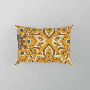 Ethnic Floral Design Bee Yellow Color Pillow Case