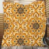 Ethnic Floral Design Bee Yellow Color Quilt Blanket