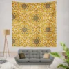 Ethnic Floral Design Bee Yellow Color Wall Tapestry