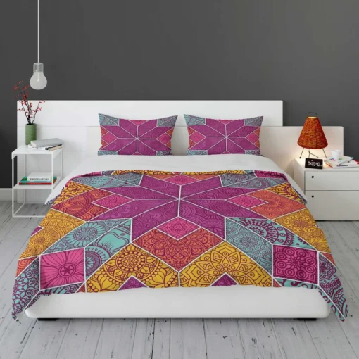 Ethnic Floral Mosaic Pattern Bedding Set 1