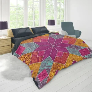 Ethnic Floral Mosaic Pattern Duvet Cover 1