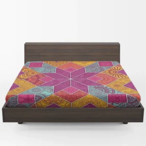 Ethnic Floral Mosaic Pattern Fitted Sheet 1