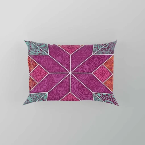 Ethnic Floral Mosaic Pattern Pillow Case