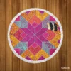 Ethnic Floral Mosaic Pattern Round Beach Towel