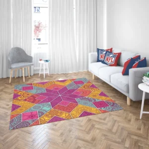 Ethnic Floral Mosaic Pattern Rug 2