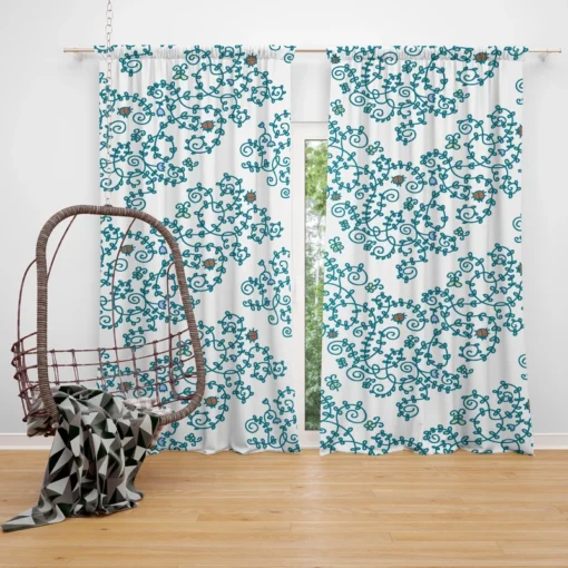 Ethnic Floral Pattern Curtain