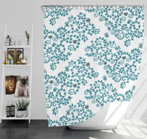 Ethnic Floral Pattern Shower Curtain