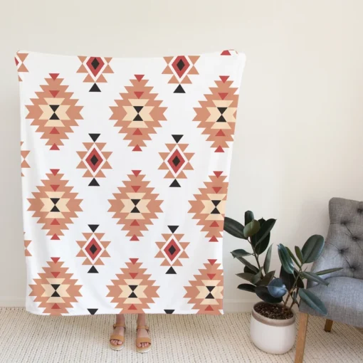 Ethnic Geometric Pattern Fleece Blanket