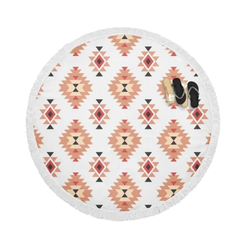 Ethnic Geometric Pattern Round Beach Towel