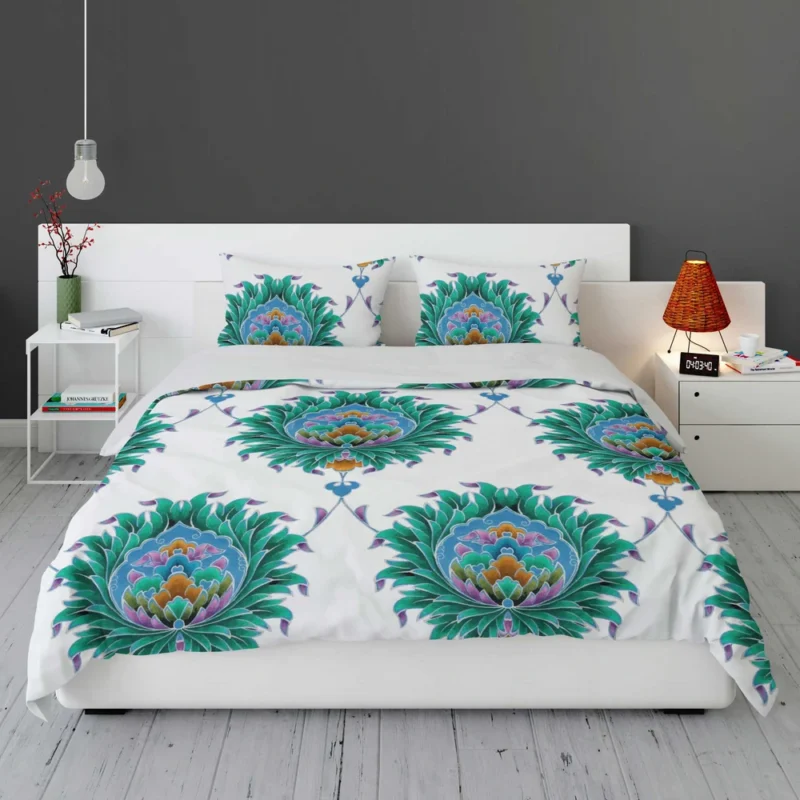 Ethnic Green Turquoise Pattern Bedding Set 1