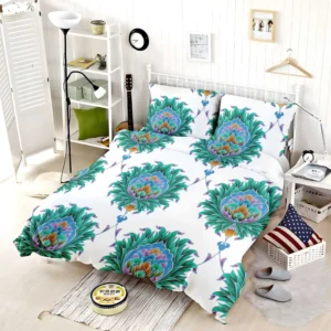 Ethnic Green Turquoise Pattern Bedding Set