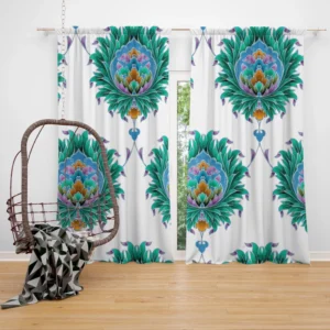 Ethnic Green Turquoise Pattern Curtain