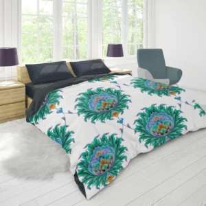 Ethnic Green Turquoise Pattern Duvet Cover 1